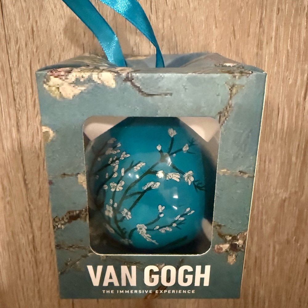 Almond Blossom Christmas Blue Ornament by Van Gogh